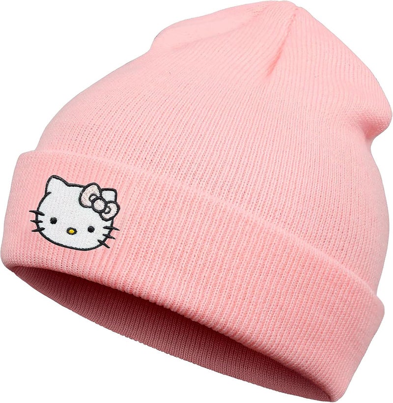 Hurig Kitty Beanie Anime Beanies Red Kitty Knit Hat Cute Kawaii Winter Hats for Girls Gifts Funny Beanie Hat for Women - Image 1